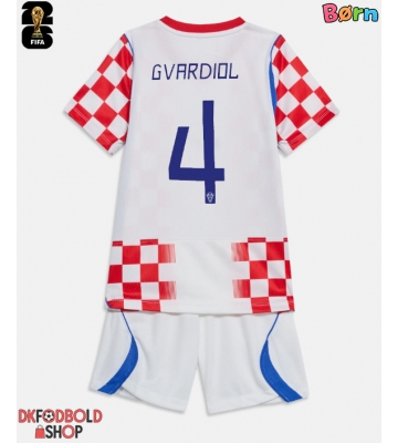 Kroatien Josko Gvardiol #4 Hjemmebanesæt Børn VM 2026 Kort ærmer (+ korte bukser)